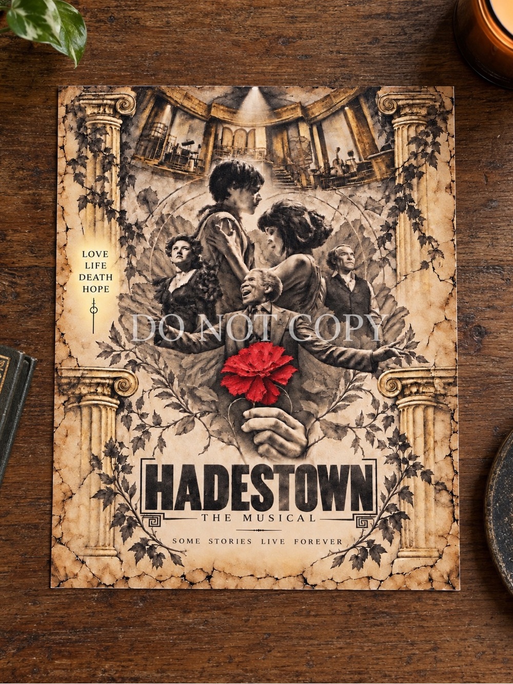Hadestown Broadway Greek Mythology Vintage Parchment Art Print 8x10